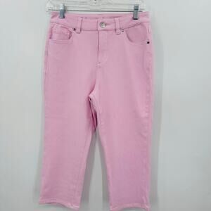 Belle by Kim Gravel TripleLuxe Pink Twill Capri Jeans Womens Size 4 stretchy!!